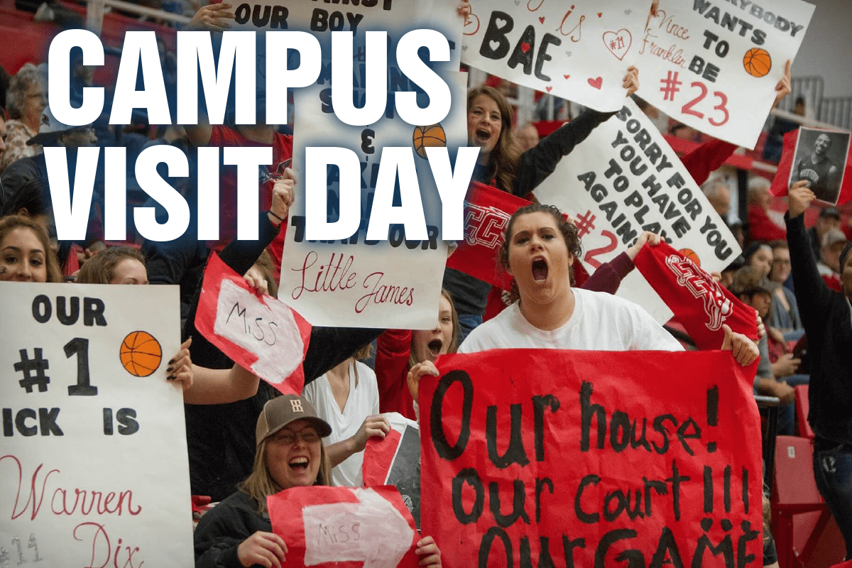 campusvisitimage Photo of cheering Casper College students.