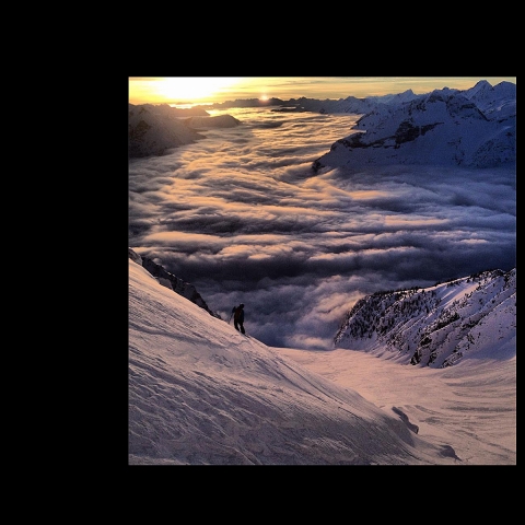 Micah Rush pauses during a skiing trip in Canada.