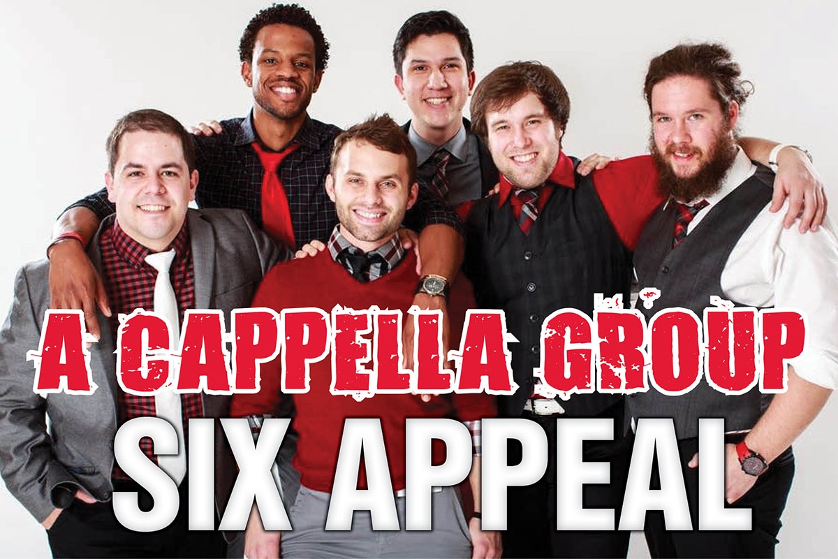 sixappealimage-0417 The a cappella group Six Appeal Vocal Band will be in concert at Casper College on Friday, April 28 beginning at 7 p.m. in Durham Auditorium.