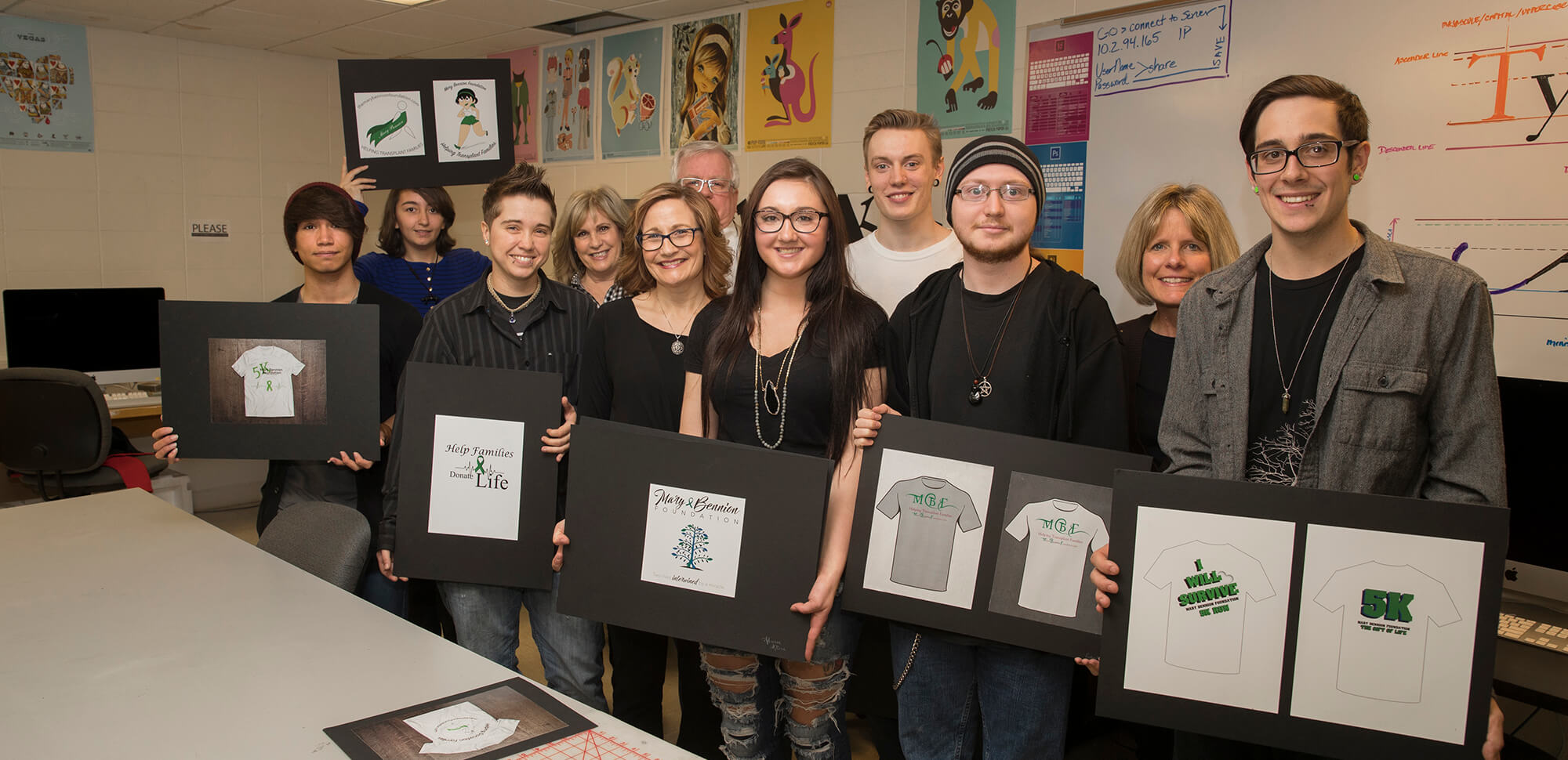 Graphic design students and artwork for contest.