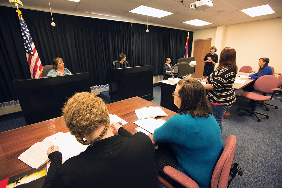 Photo of mock courtroom for paralegal students at Casper College