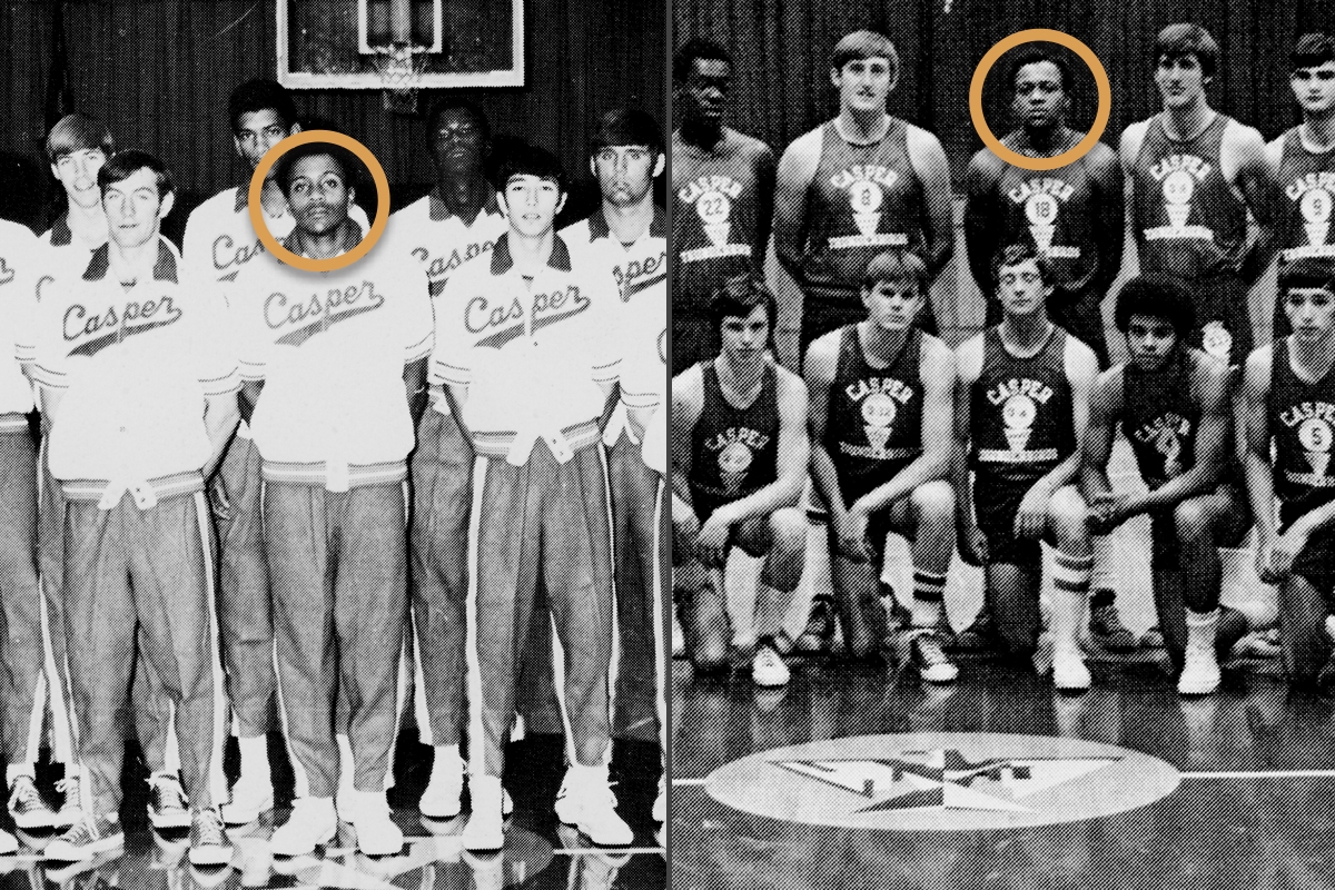 Basketball team photos including Jerry and Terry Dunn