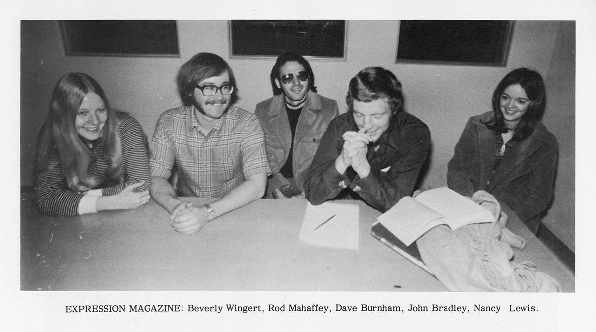 Expression magazine staff photo from 1971