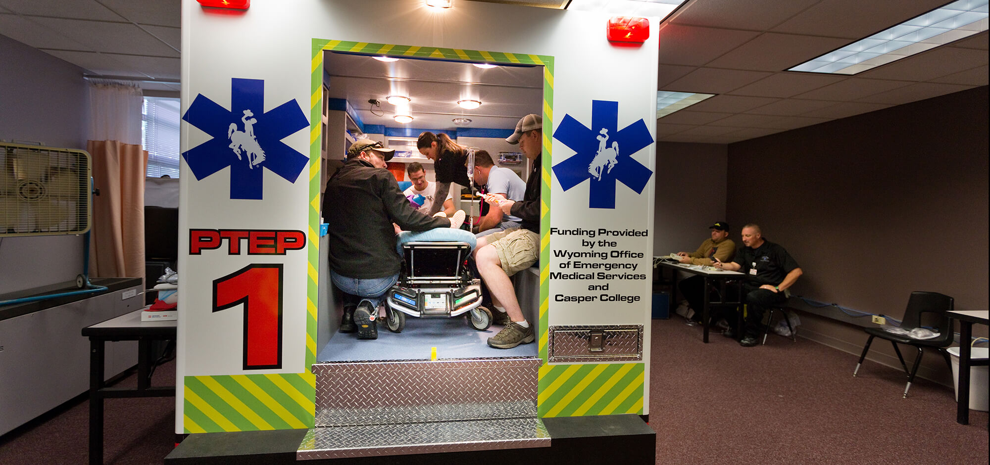 Casper College paramedic simulation training.