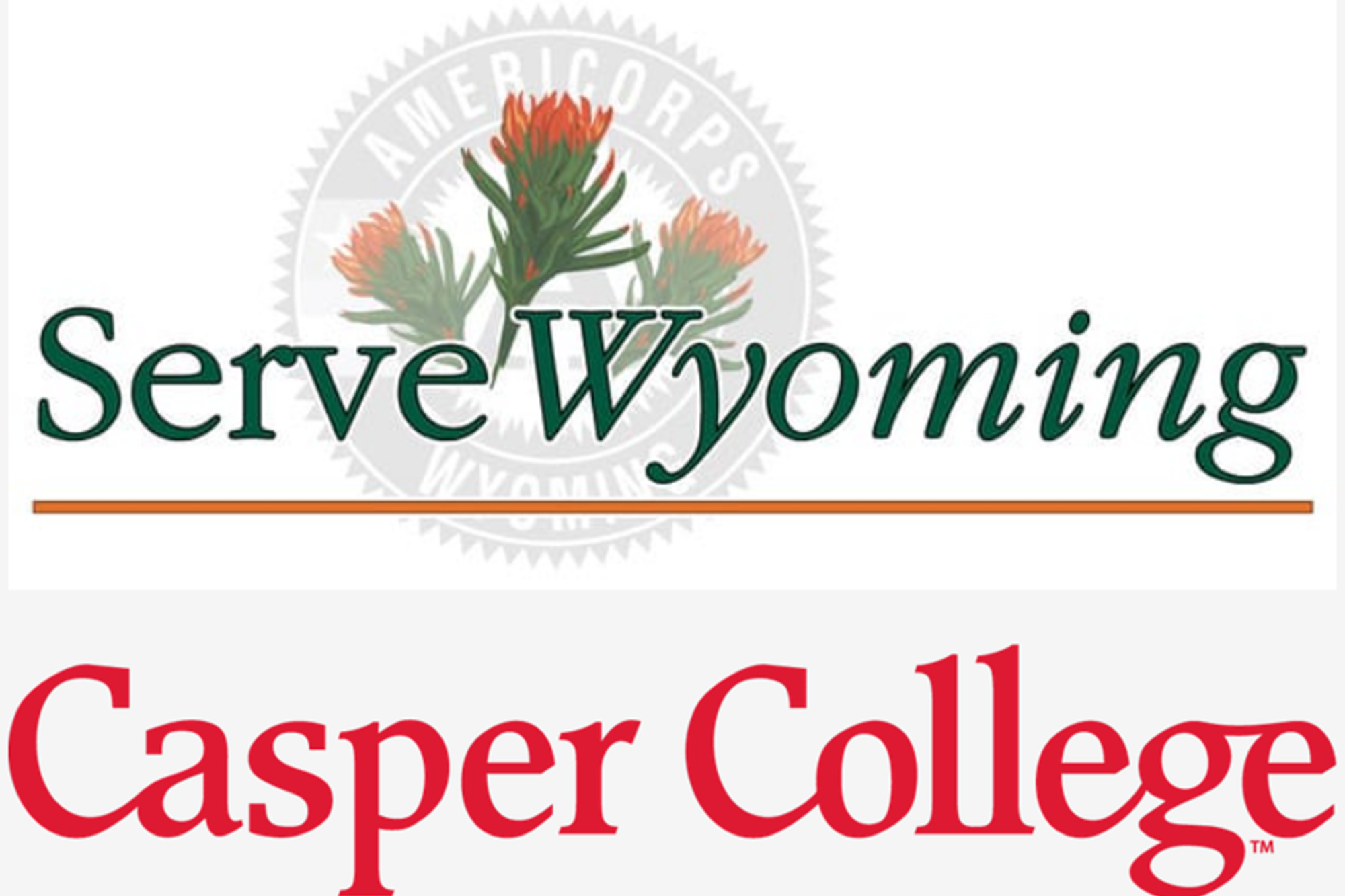 ServeWyomingCasperCollegeImage–1019 Image combining the logo of Serve Wyoming and Casper College