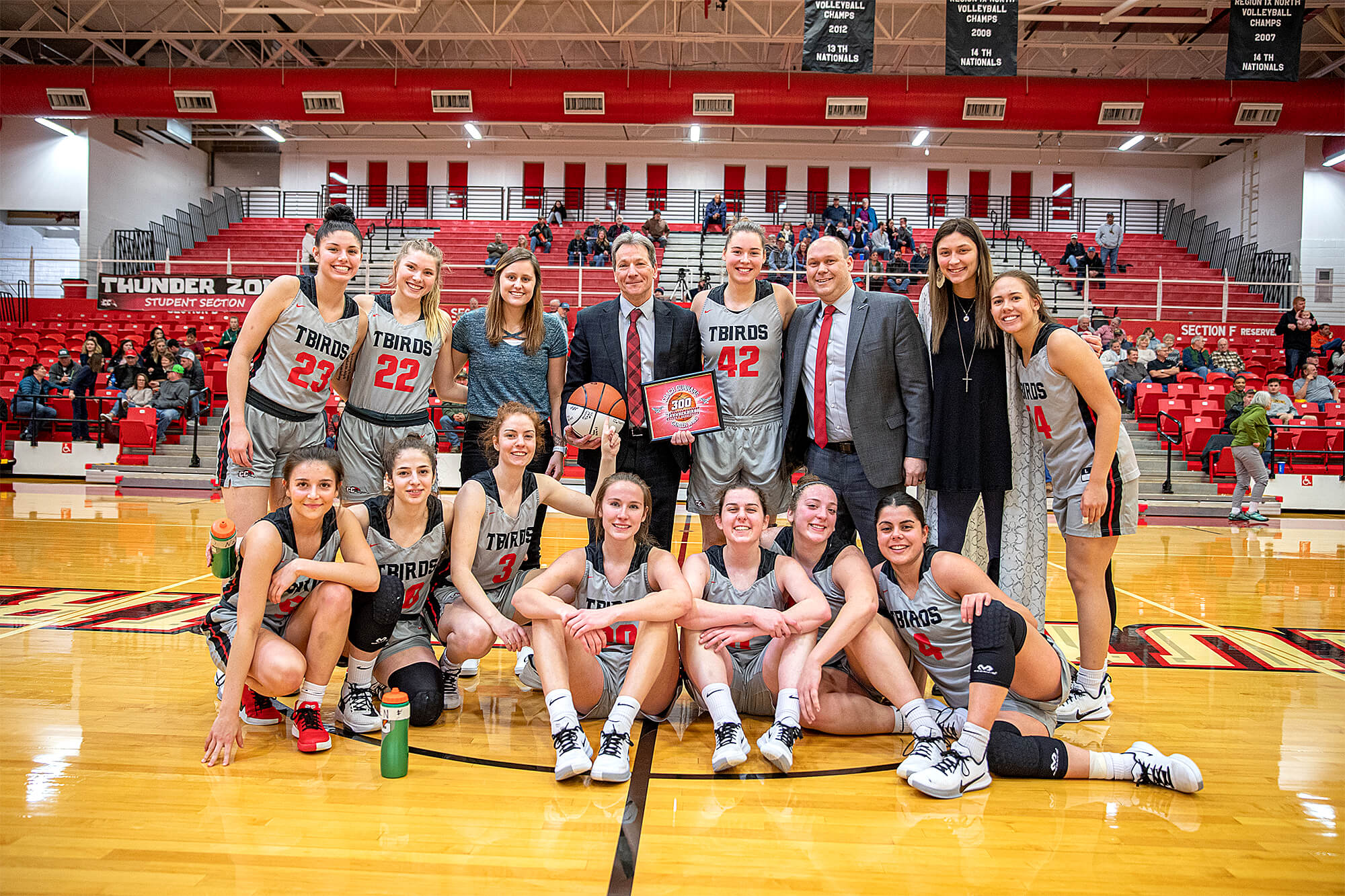 Group photo of the Casper College Women's Basketball team and coaches.