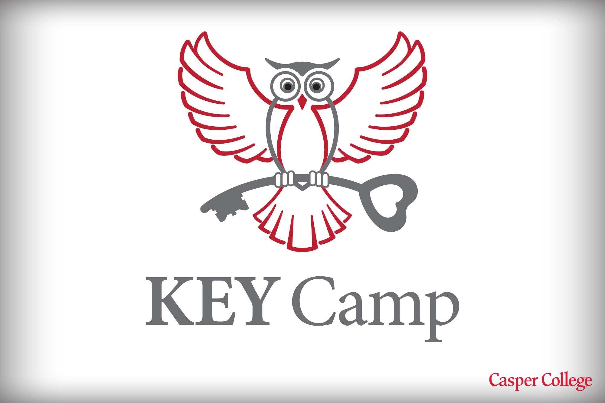 KEYCampRegistrationImage–0320 Line drawing of an owl perched on an old-fashioned key.