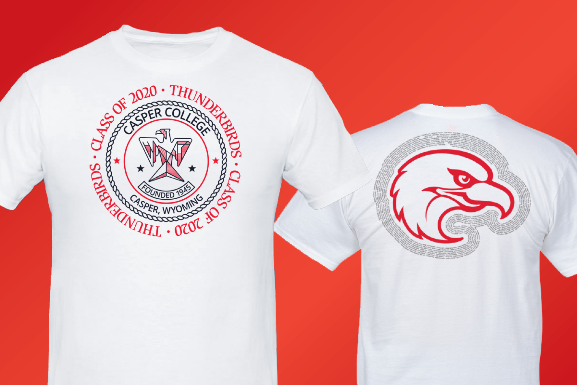 Alumni T-shirt news Photo of Casper College Graduation T-shirts.