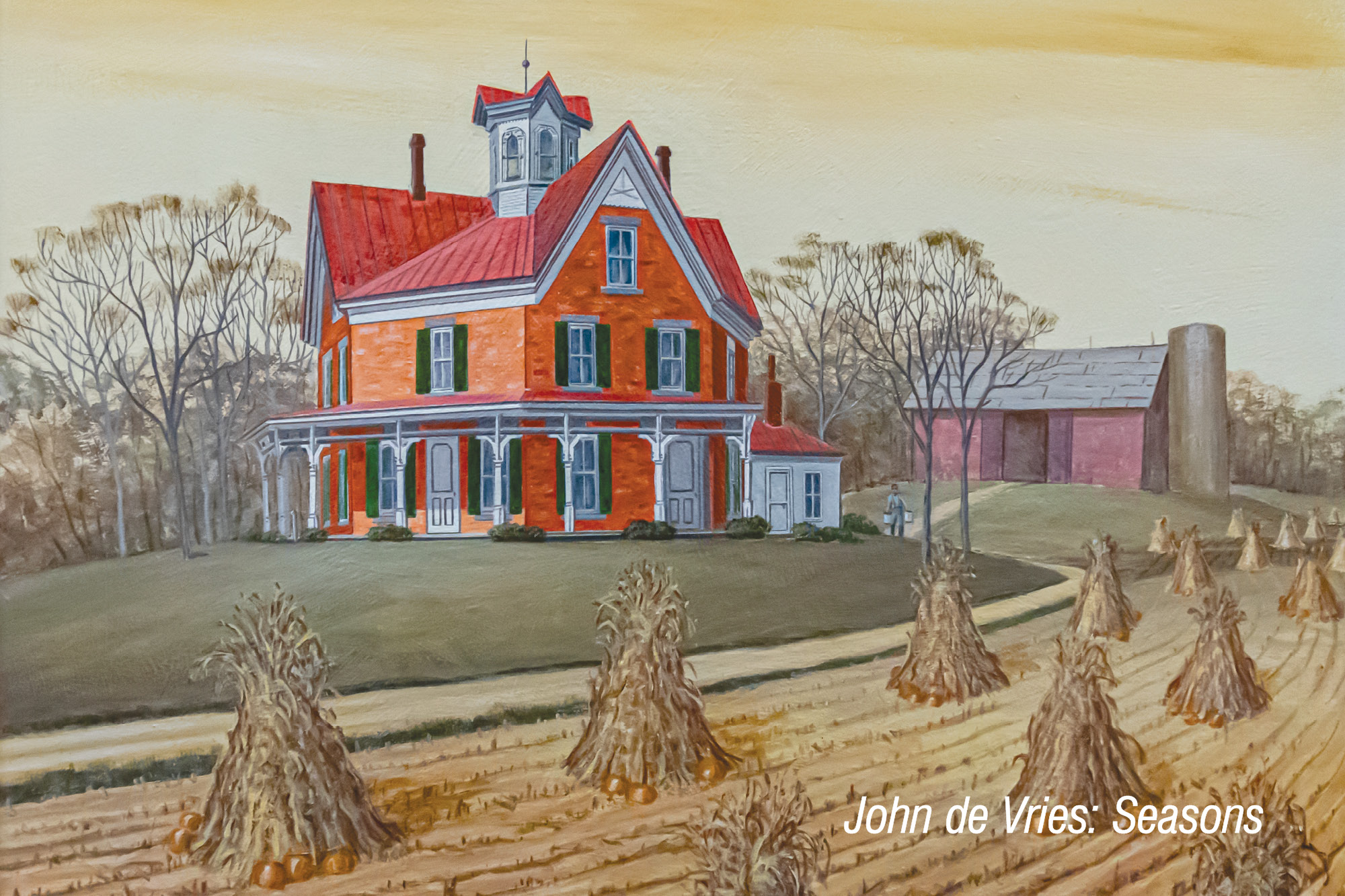 Photo of a painting of a house in rural America.