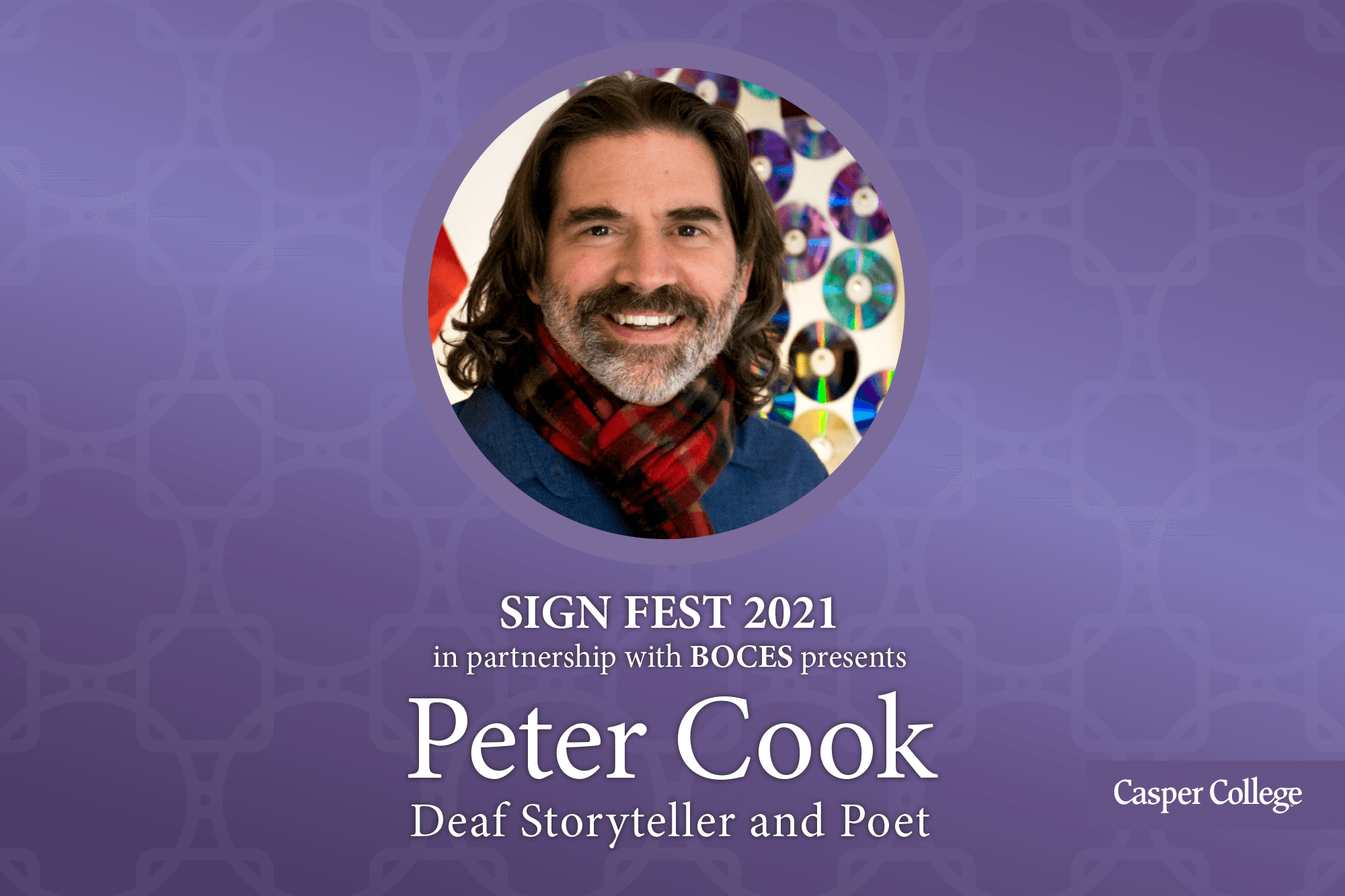 SignFest2021Image–0221 Photo of Peter Cook with the words "Sign Fest 2021."