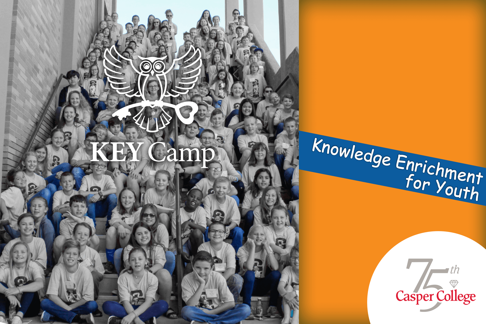KEYCampRegistratiionImage–0321 Image of kids on a stairway with the words "Key Camp."