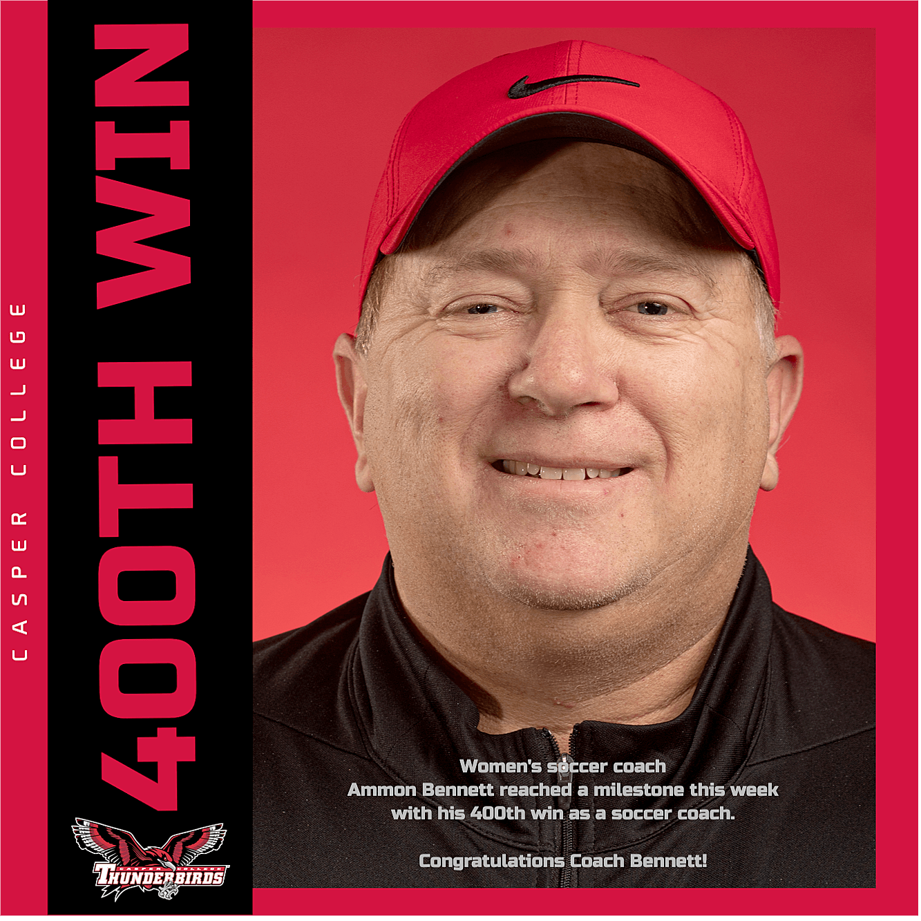 AmmonBennett400WinsImage–0421 Photo of Casper College Women's Soccer coach Ammon Bennett.