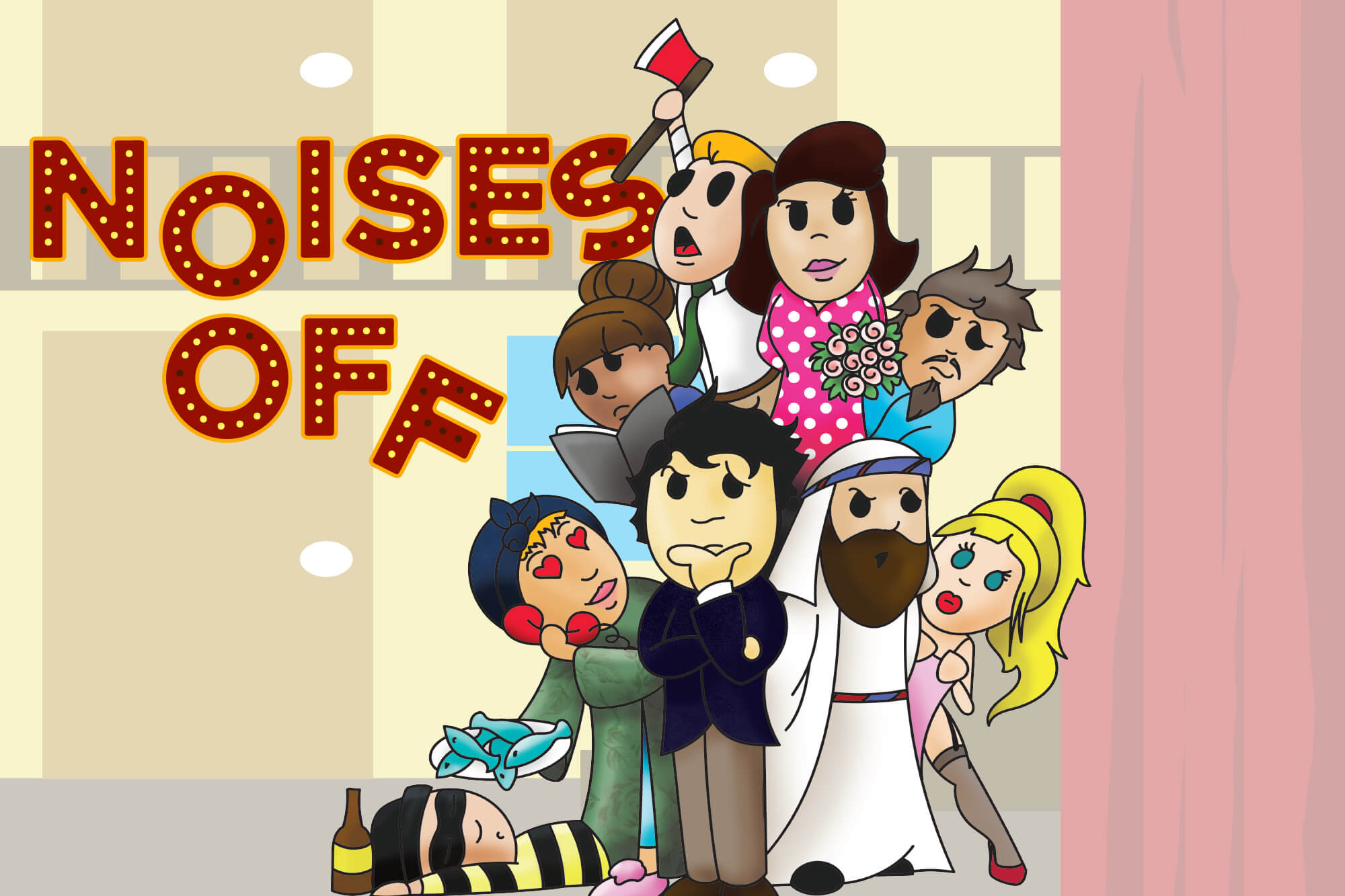 Poster image for Casper College production of "Noises Off."
