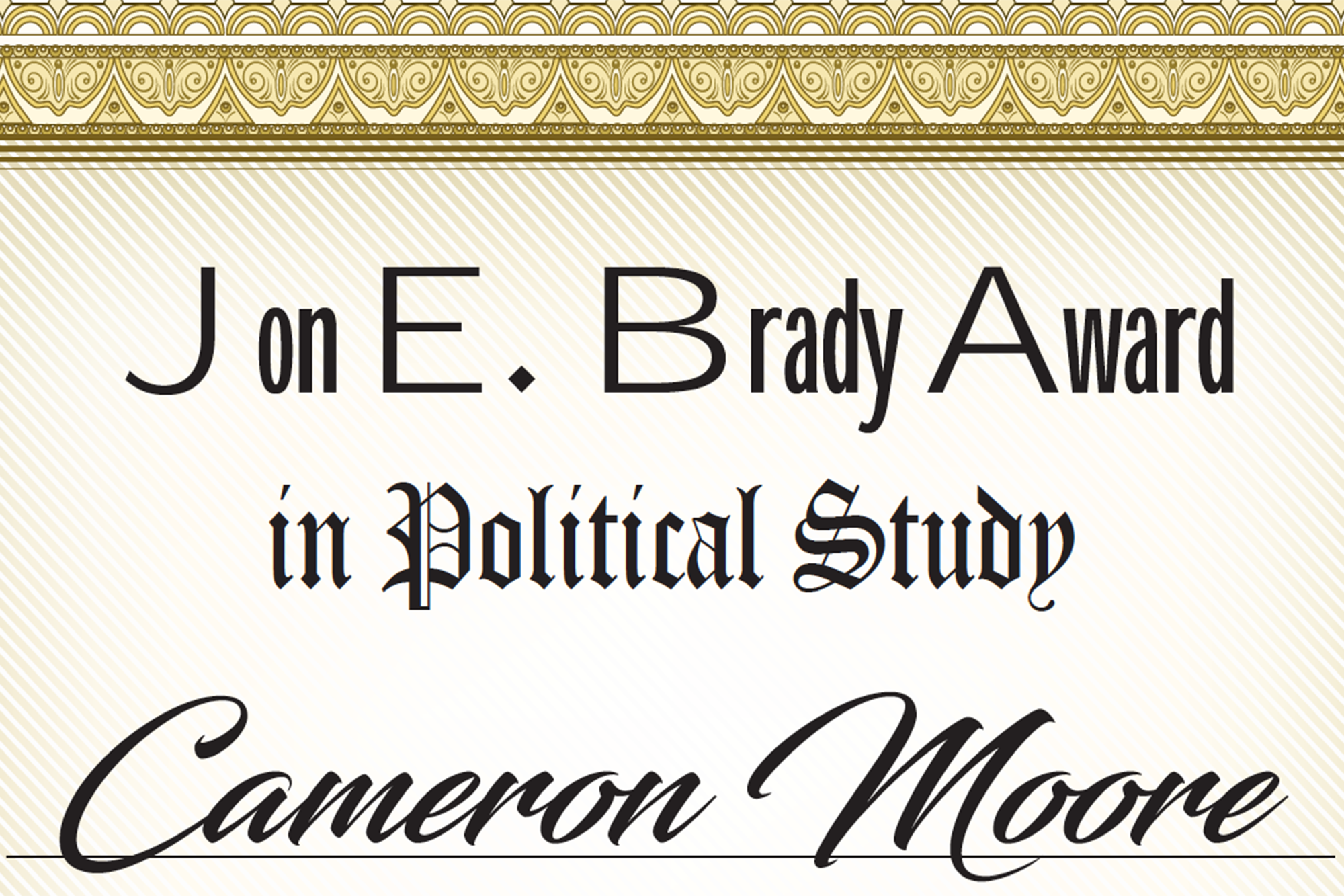 Image of Brady Award document.