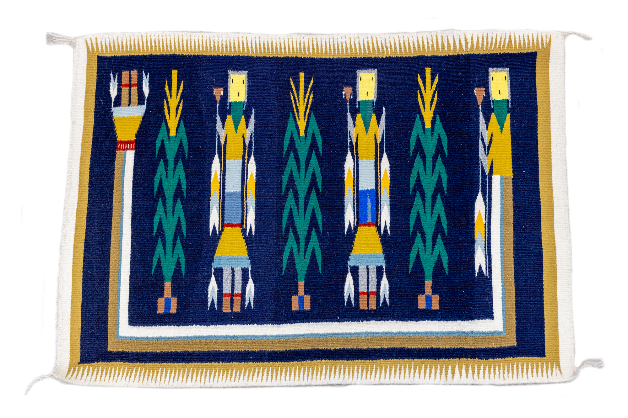Photo of a rug that is part of the art show titled "Diné Textiles."
