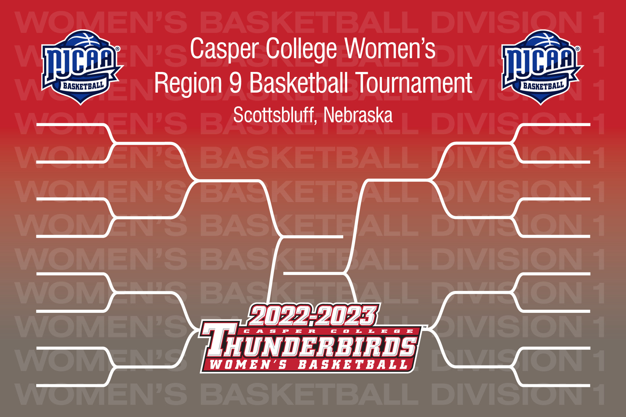 Bracket image for the Region IX Women's Basketball Tournament.