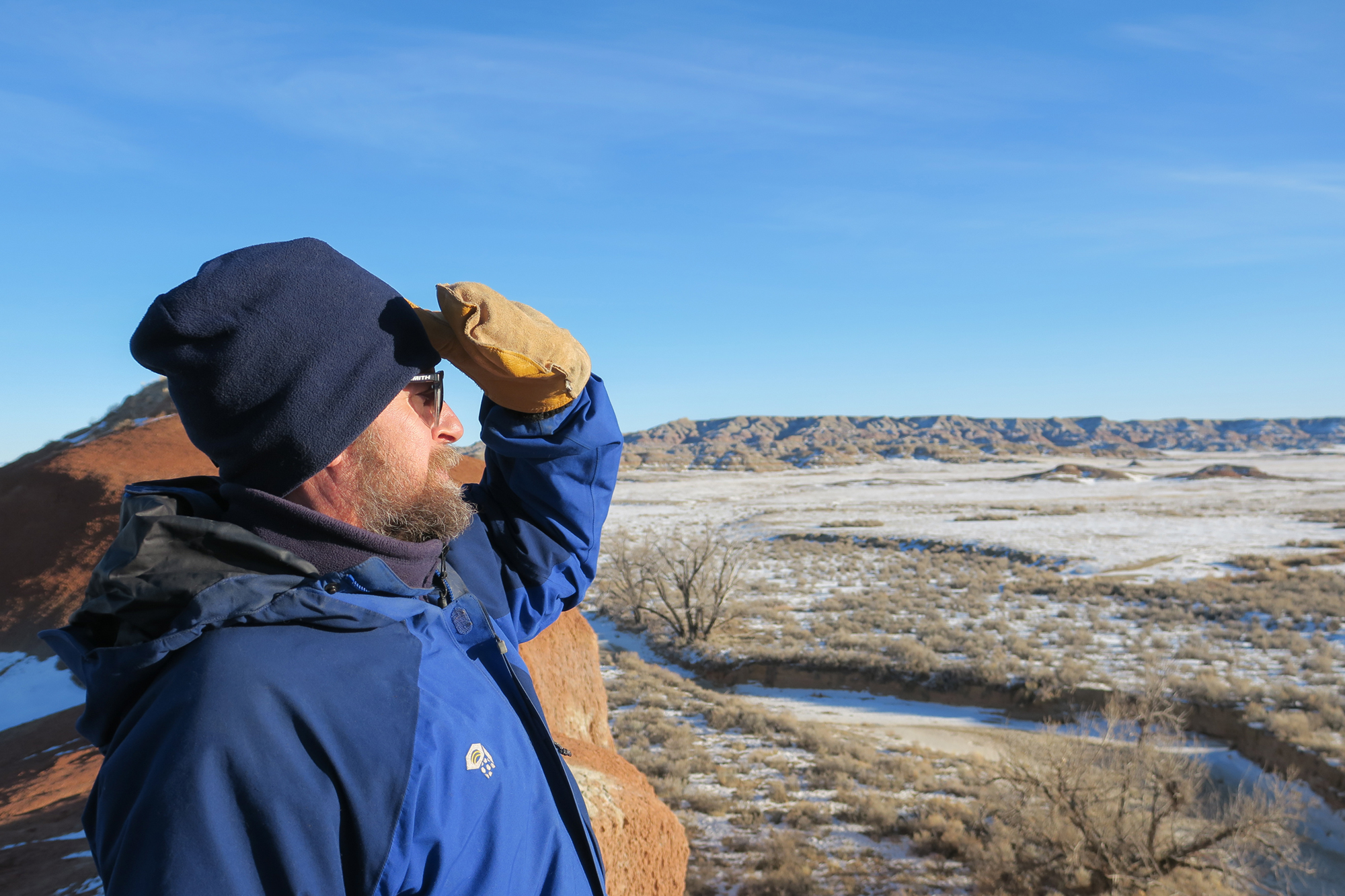 Photo of Chad Hanson looking for wild mustangs.