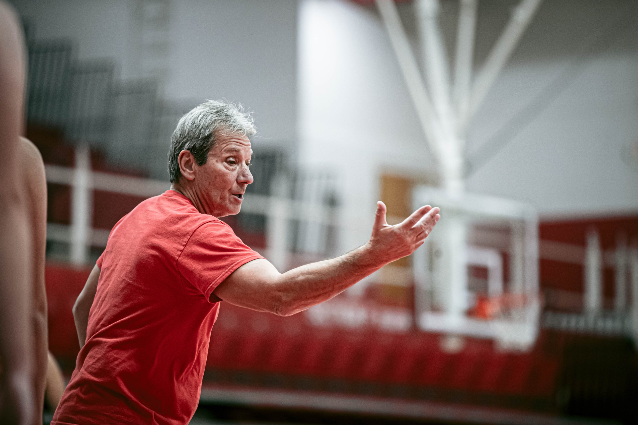 Photo of Dwight Gunnare during a women's basketball practice session.