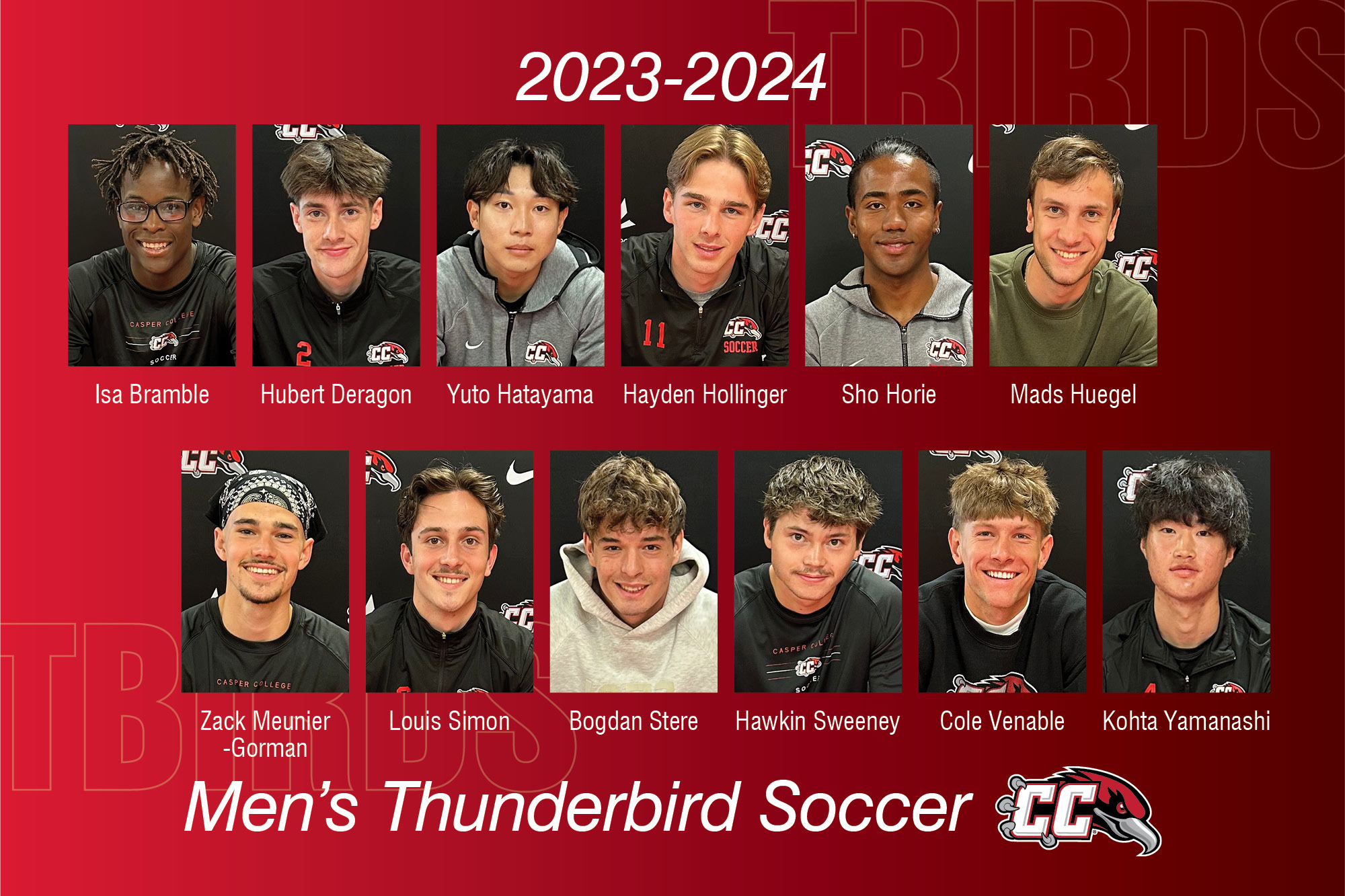 Image of 12 soccer players signing to play at the university level for the press release.