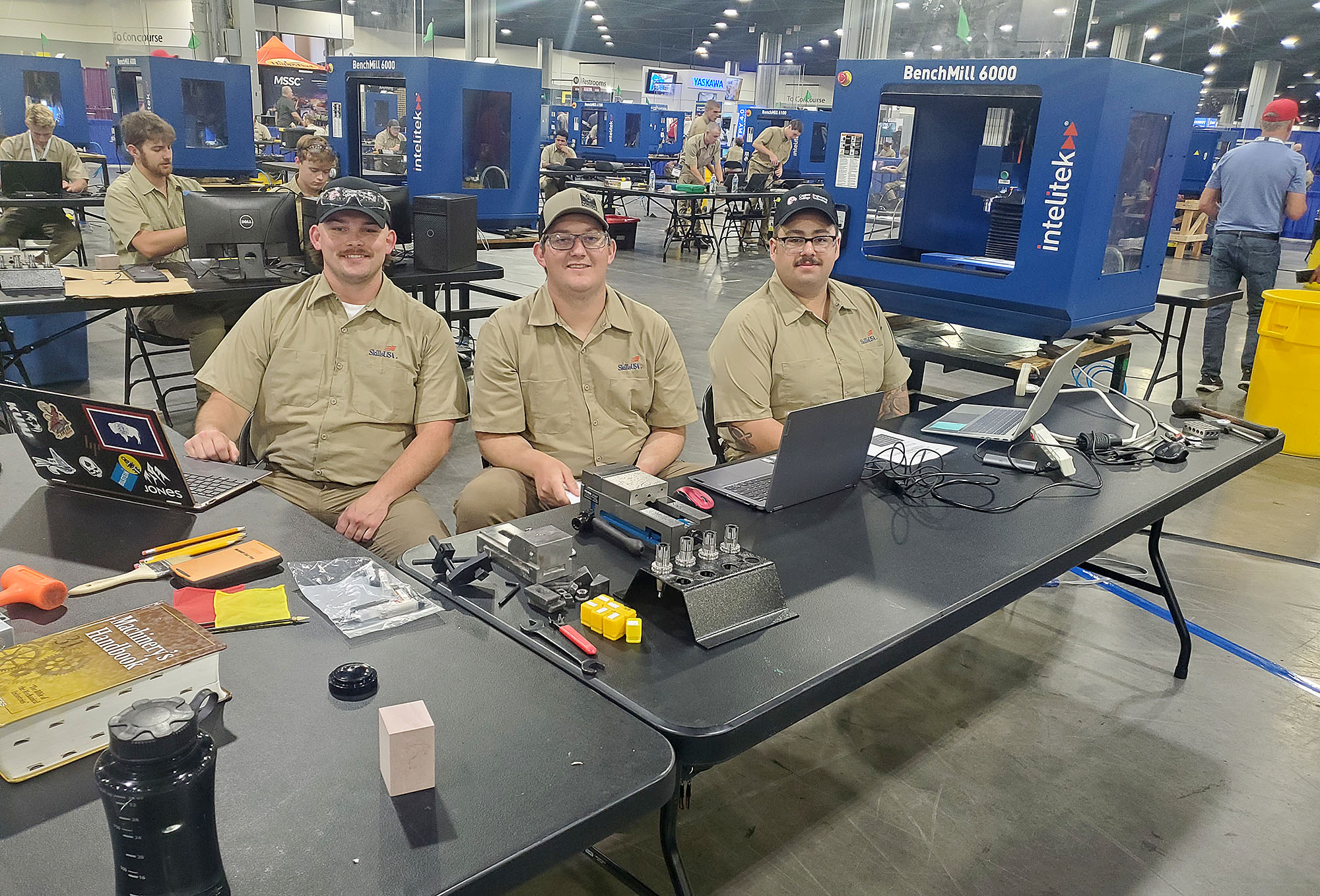 Photo of 2025 SkillsUSA Manufacturing Team. Left to right: Sam Jones, Vince Acquistapace, and Jake Probst.