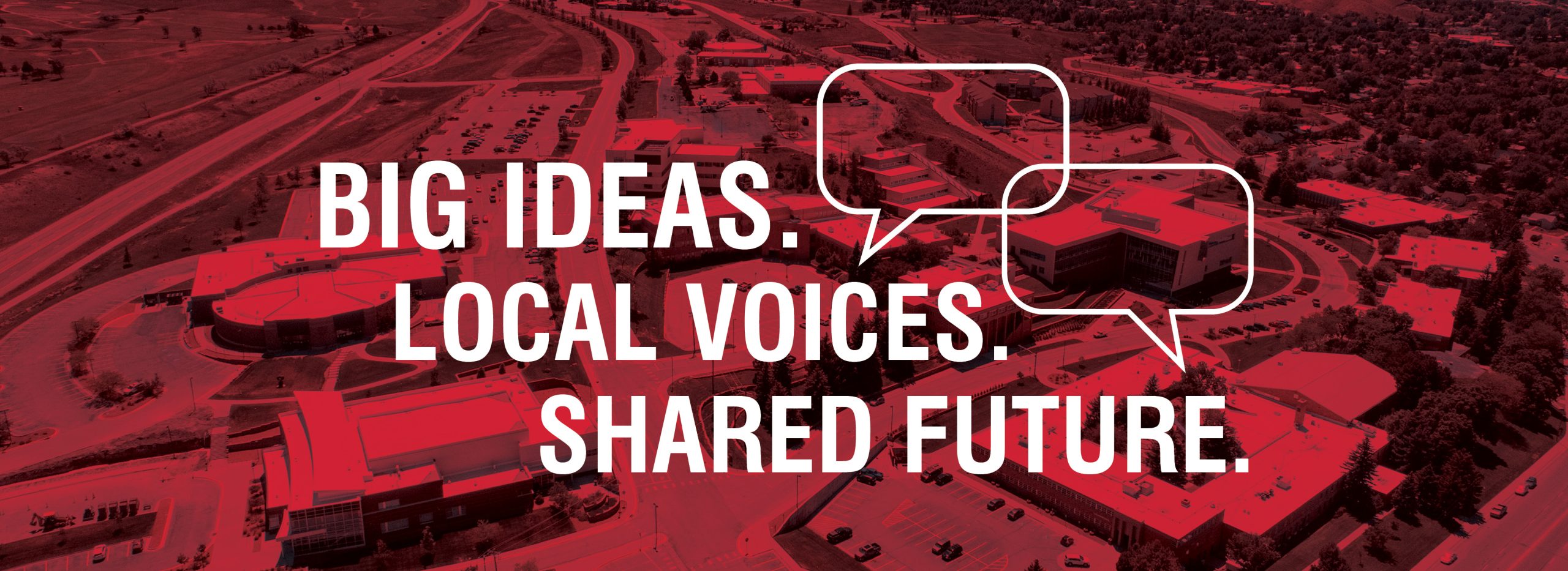 banner for lecture series web page. "big ideas. Local voices. shared future."