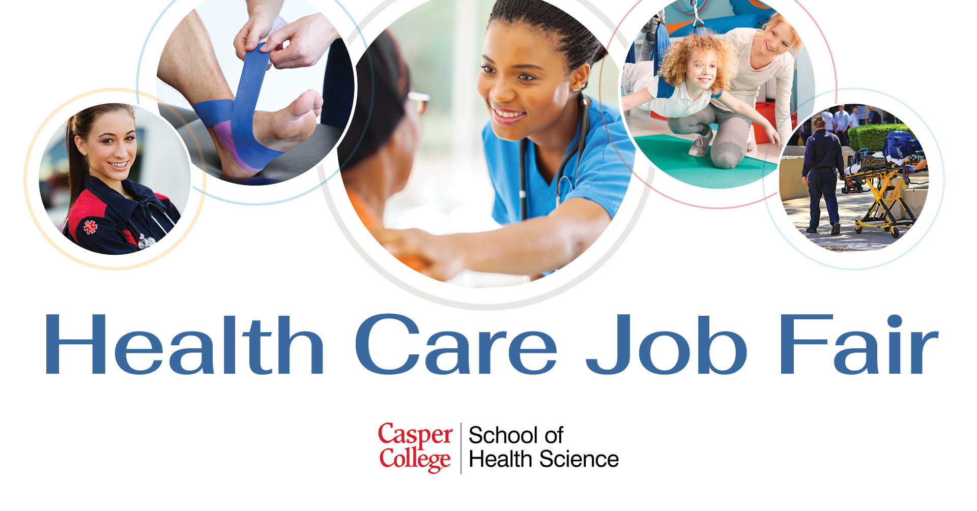 HealthCareJobFairImage Photos of health care workers and the words "Health Care Job Fair" for the press release on the same topic.
