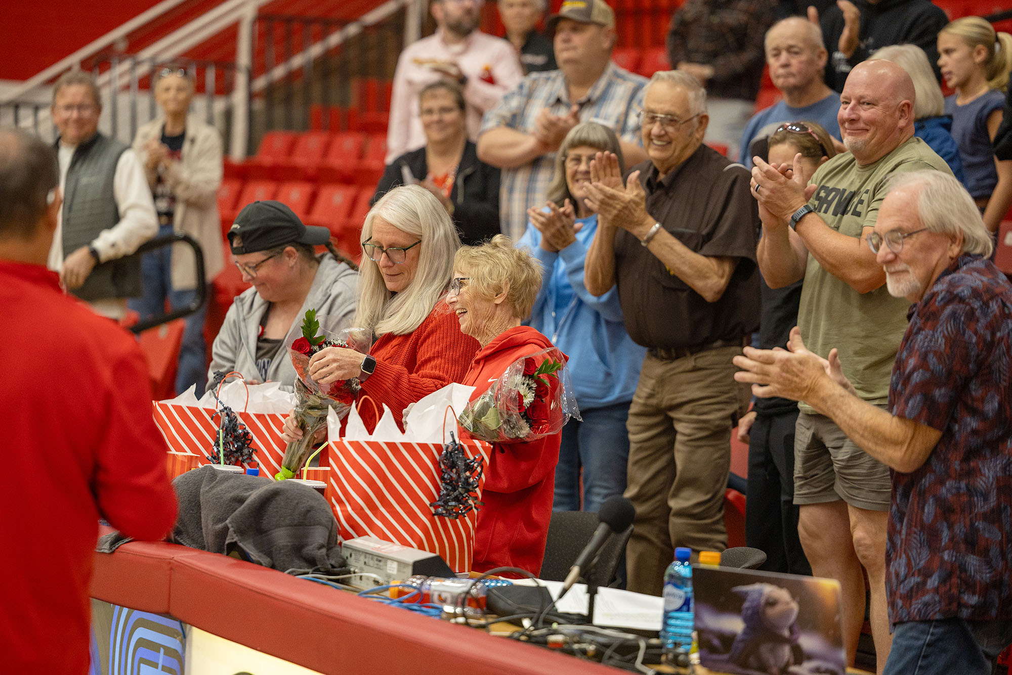 ScoreTableDedicationImageB DeAnn Russell, left, and Patsy O’Hearn are recognized for 25 years of service on the scorer's table for the Casper College Volleyball team.