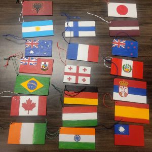 Photo of hand-painted ornaments created by the Casper College International Student Club to illustrate a press release.