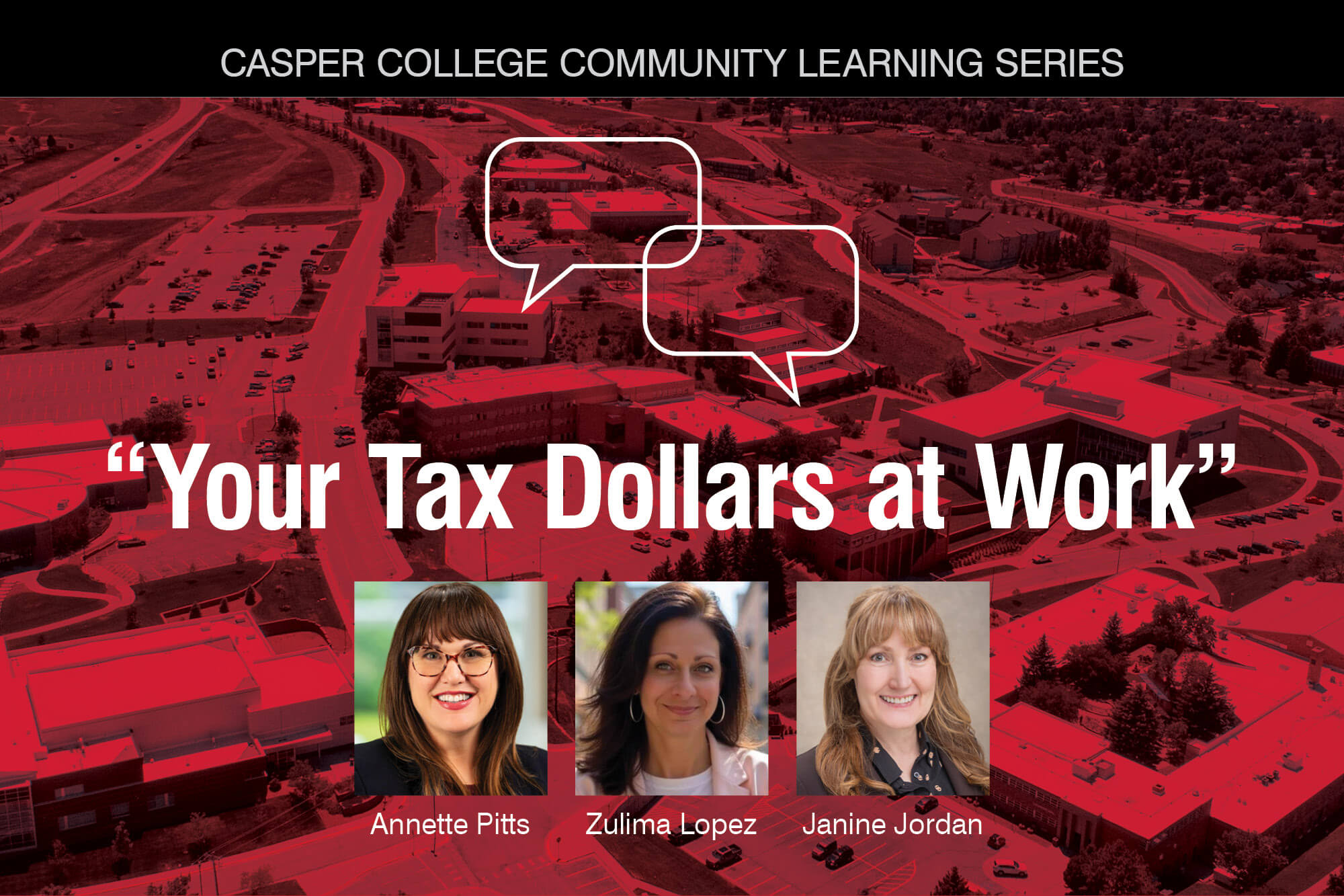 Image for a press release with the words "Your Tax Dollars at Work" and three photos, one of Annette Pitts, one of Zulima Lopez, and one of Janine Jordan.