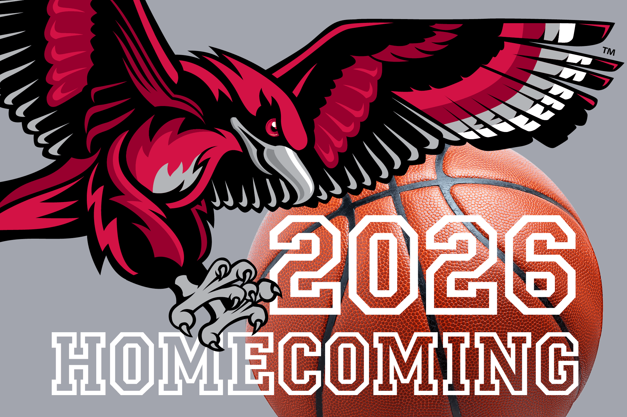 Casper College Homecoming Celebration Casper College Thunderbirds logo with a basketball and Homecoming text.