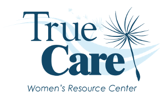 Picture3 True Care Women’s Resource Center logo in blue and white with starburst and swoosh graphics.
