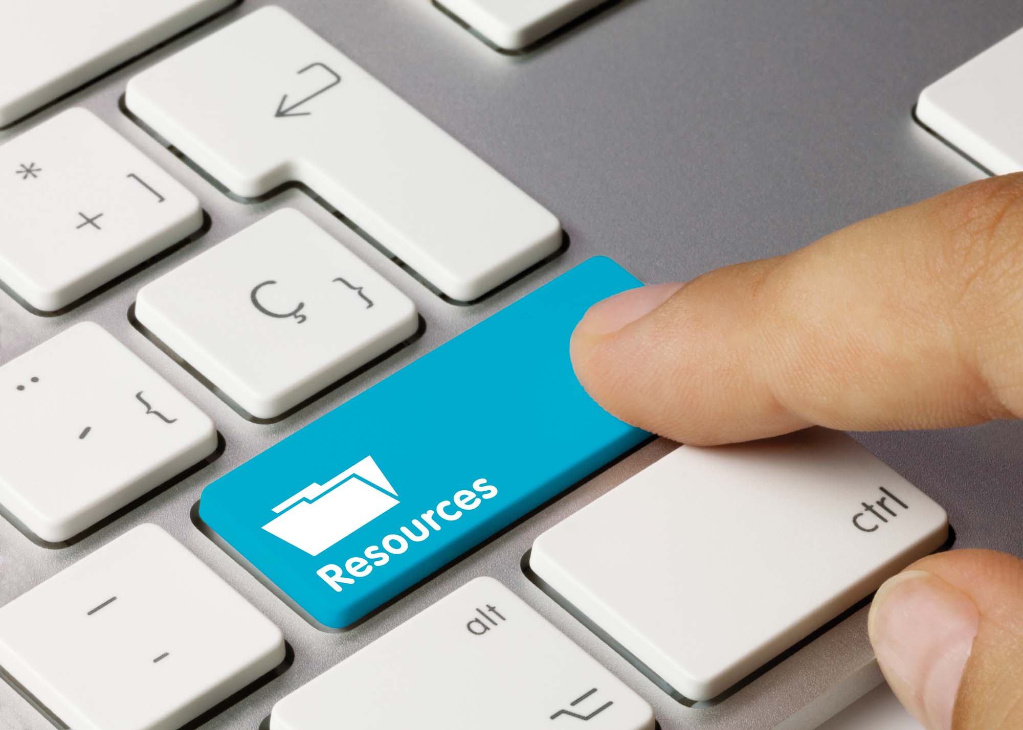 a keyboard with a resources button