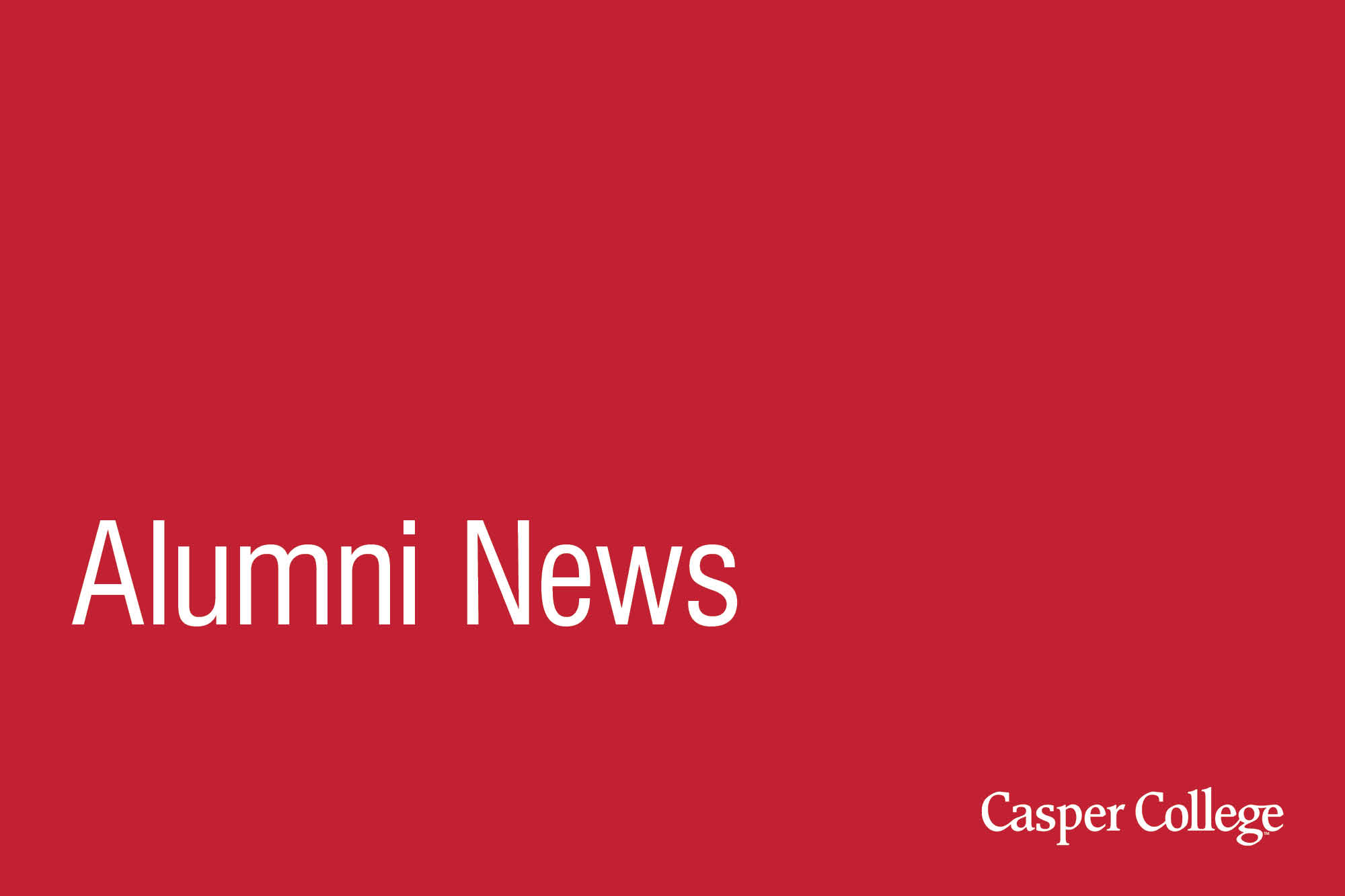 Red background with the words Alumni News