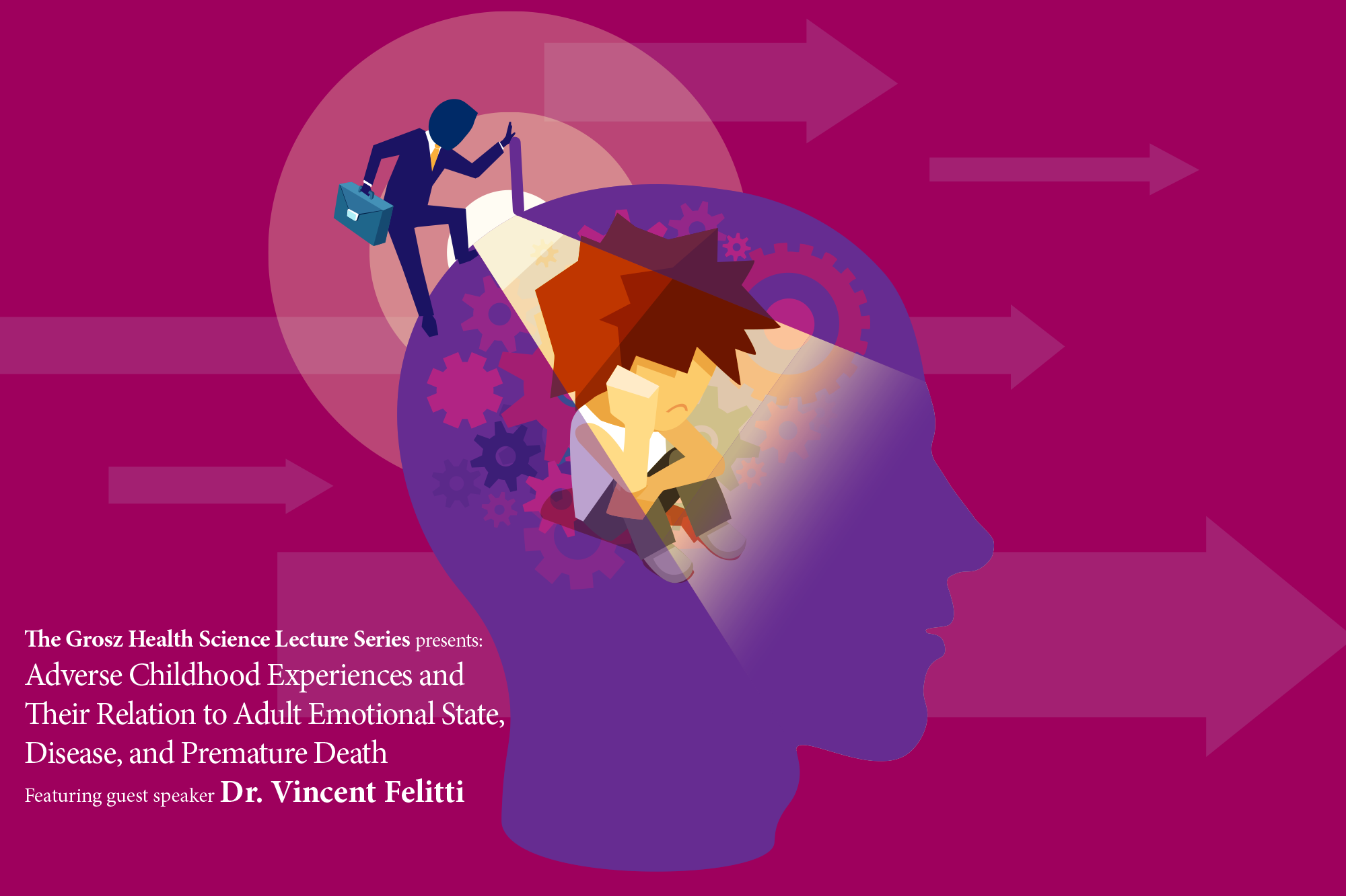 Image of head with words Grosz Lecture Series Image of head with words Grosz Lecture Series