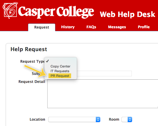 web help desk pr request screenshot update