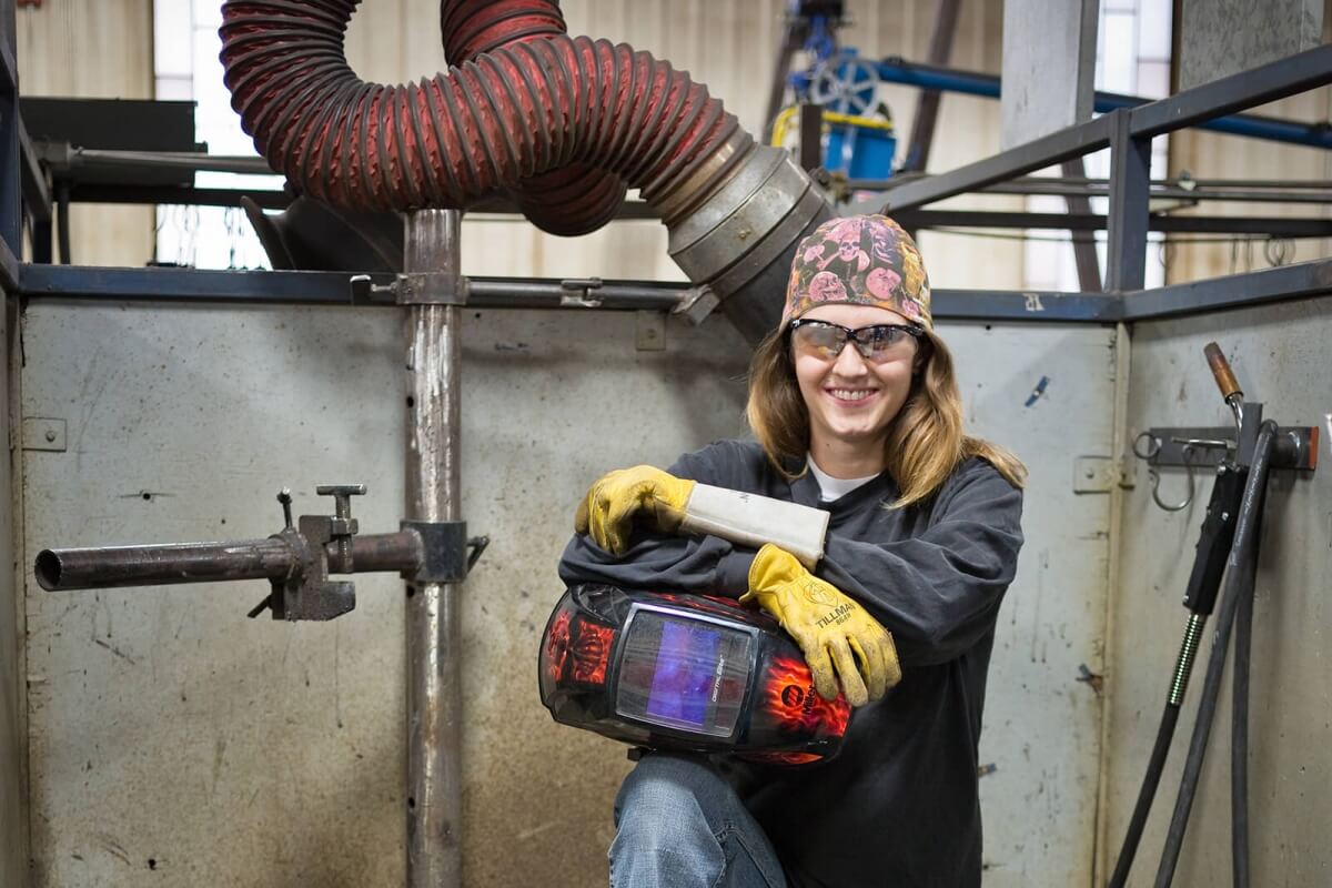 welding technology student posed gear